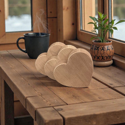 Massief houten hartvormen onbehandeld kersenhout set van 3 personaliseerbaar