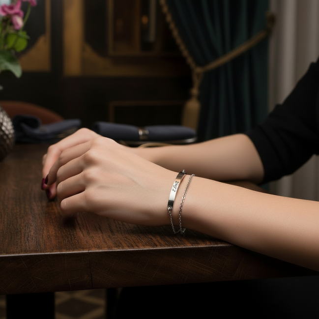 Armbandje zilverkleurig roestvrijstaal met naam