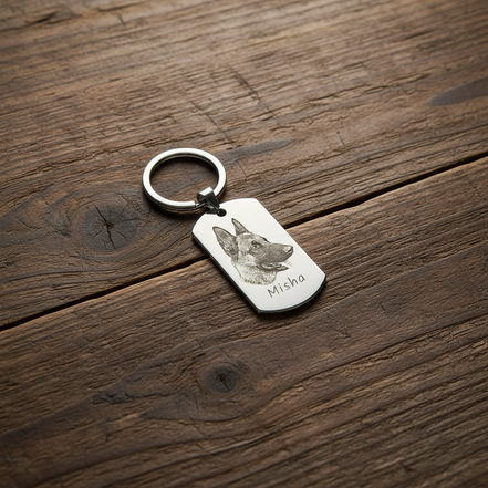Sleutelhanger rvs met foto en naam hond