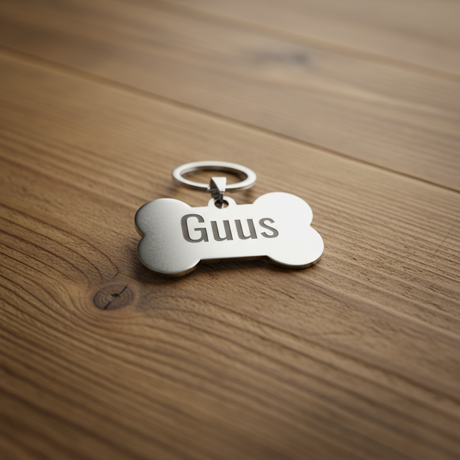 Hondenpenning RVS 5x3 cm zilverkleurig