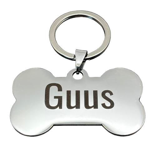 Hondenpenning RVS zilverkleurig met naam