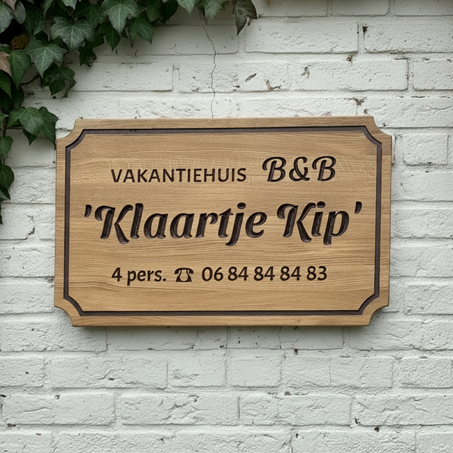 Groot houten Bed and Breakfast bord van massief hout