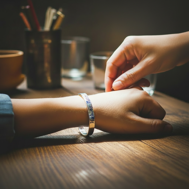 Zilverkleurig roestvrijstalen armbandje met eigen naam maat aanpasbaar