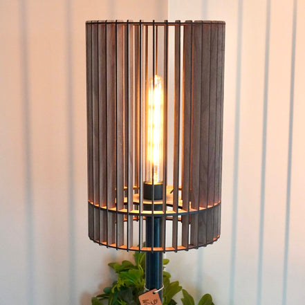 Vloerlamp lamellen mdf walnootfineer