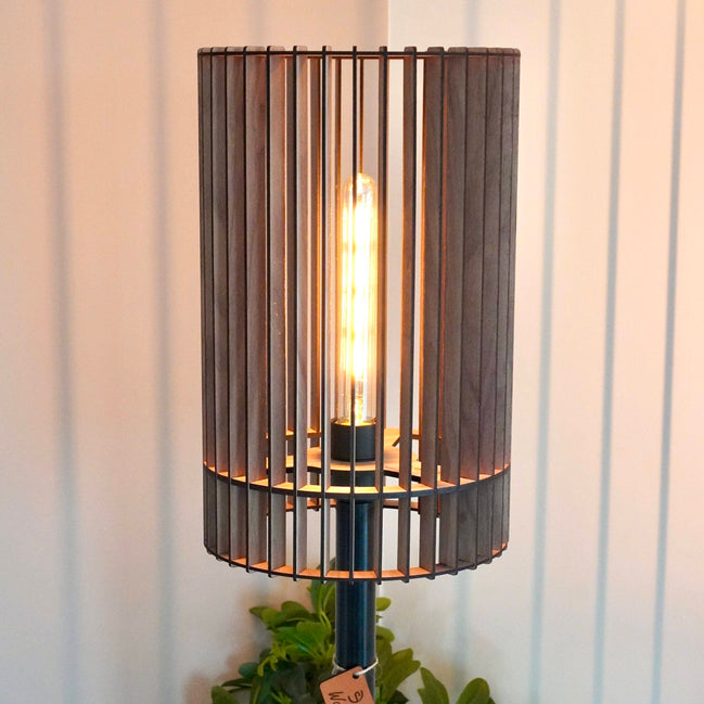 Vloerlamp lamellen mdf walnootfineer