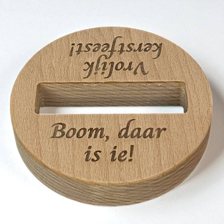 Kerstboomvoet eigen tekst