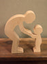Ouder kind silhouet massief hout 15 cm