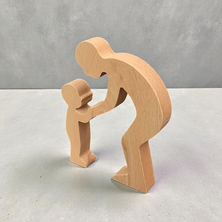Ouder kind silhouet massief beukenhout 15 cm