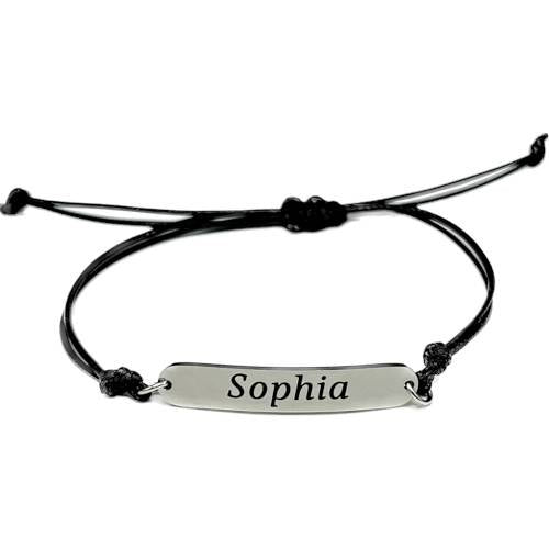 Klein armbandje met naam roestvrijstaal en leer